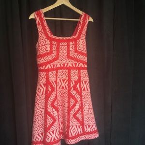 Anthropologie red and white dress